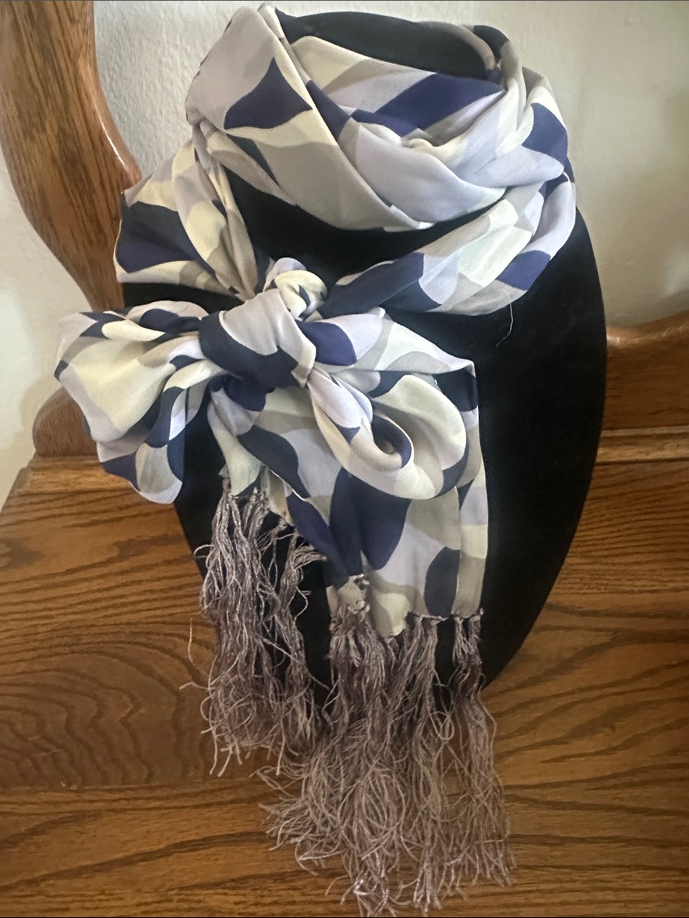 Vintage Abstract Circle Fringe Neck/Belt Scarf  Silk